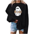 thumbnail image 1 of Lovskoo 2024 Halloween Round Neck Sweatshirts for Women Pumpkin Coffee Graphic Cute Shirts Fall Crewneck Sweatshirt Basic Tops Black-A, 1 of 9