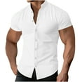thumbnail image 1 of Lovskoo 2024 Henley Shirts for Men Plus Size Short Sleeve Casual Cotton Linen Button Front Tee Shirt V Neck Summer Beach T Shirts White M, 1 of 6