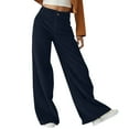 thumbnail image 1 of Lovskoo Corduroy Pants Women High Waisted Loose Casual Pocket Straight Leg Wide Leg Pants Long Pants Blue, 1 of 7