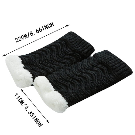 Lovskoo 2024 Leg Warmers Women Mid-Calf Lady Leg Sets Pile Of Socks Fall Winter Keep Warm Wool Sock Knitting Crochet Long Legging Socks Black