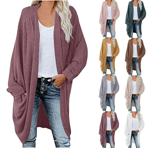 Lovskoo 2024 Long Cardigans for Women Trendy Casual Long Sleeve Stripe Patchwork Sweater Cardigan Tops Blouse Coat Green