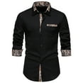 thumbnail image 1 of Lovskoo 2024 Long Sleeve Shirts for Men Casual Patchwork Button Turn-Down Collar Tops Blouse Shirt Black-2XL, 1 of 9