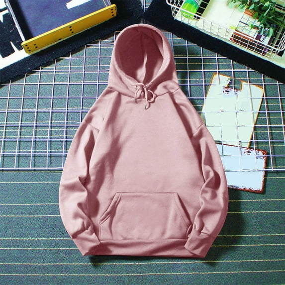 Lovskoo Long Sleeve hoodies Sweatshirt for men solid color Casual hooded Tops Loose Shirts Blouse Sweatshirt Hot Pink