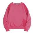 thumbnail image 1 of Lovskoo Long Sleeve Sweatshirt for Women mens solid color Casual Round Neck Tops Loose Shirts Blouse Sweatshirt Hot Pink, 1 of 5