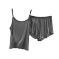 thumbnail image 1 of Lovskoo 2024 Lounge Sets for Women Summer Sleeveless Ruffled Pajamas Sets Cami Shorts Sets Sleepwear 2 Piece Sets Dark Gray M, 1 of 4