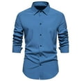 thumbnail image 1 of Lovskoo 2024 Men's Business Dress Shirts Casual Fashion Turn-Down Collar Button Long Sleeve Shirt Blouse Blue, 1 of 9