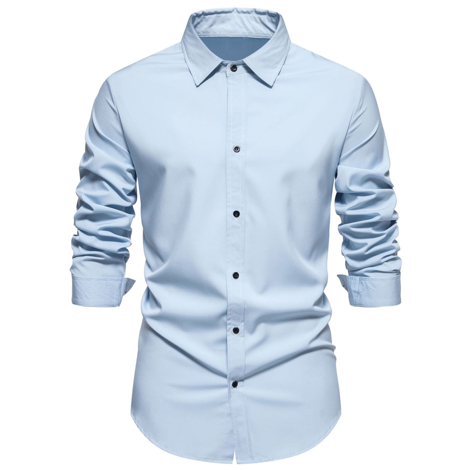 Premium Light Blue Business Dress Shirts For Men Slim Fit Long Sleeve main image 0