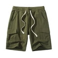 thumbnail image 1 of Lovskoo 2024 Men's Cargo Shorts Solid Color Workwear Cotton Shorts Multiple Pockets Loose Casual Sports Shorts Olive Green L, 1 of 8