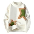 thumbnail image 1 of Lovskoo Men Casual Sweater Printing Round Neck Solid Color Long Sleeve Knit Sweater White, 1 of 3