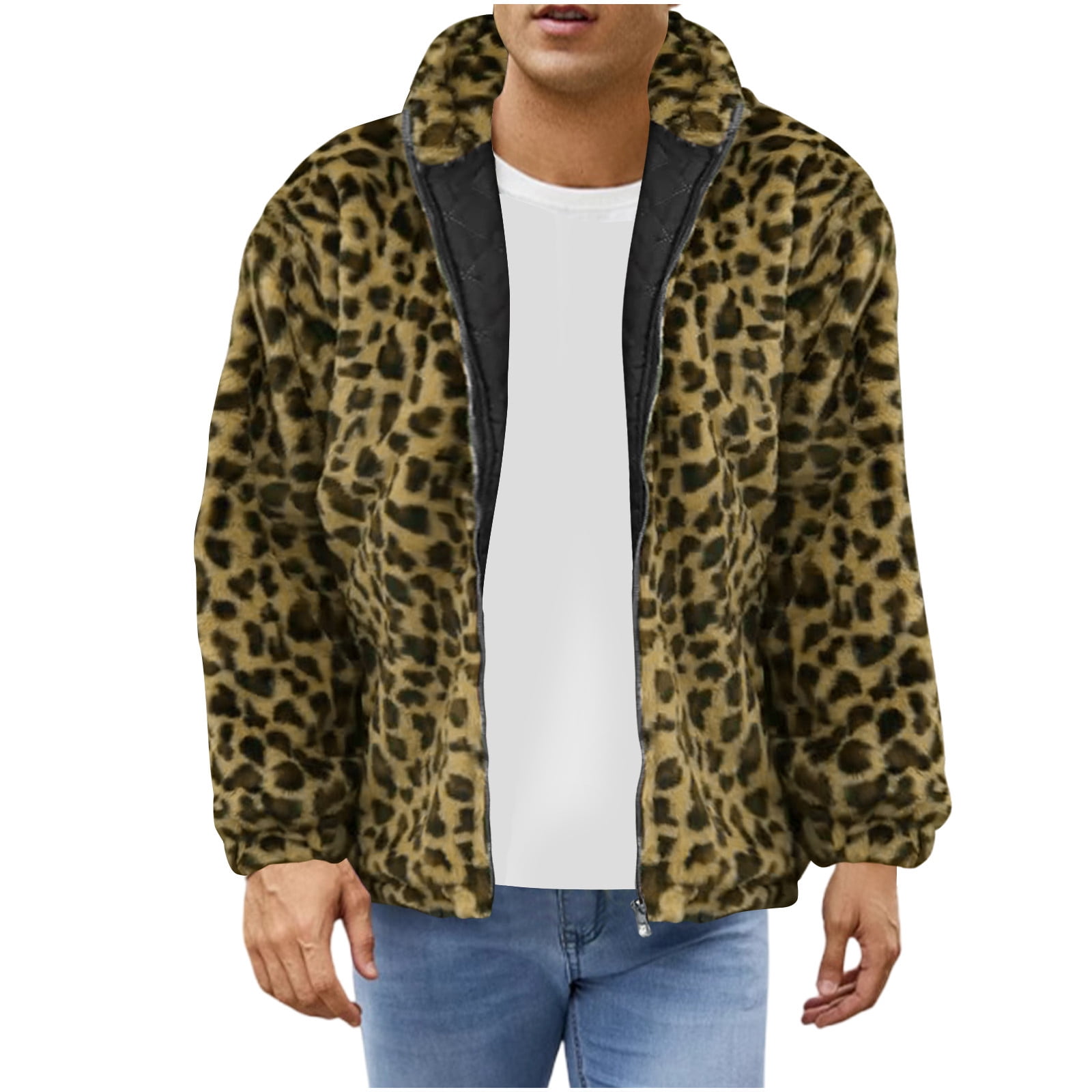 Men's Faux Fur Jacket,Olive