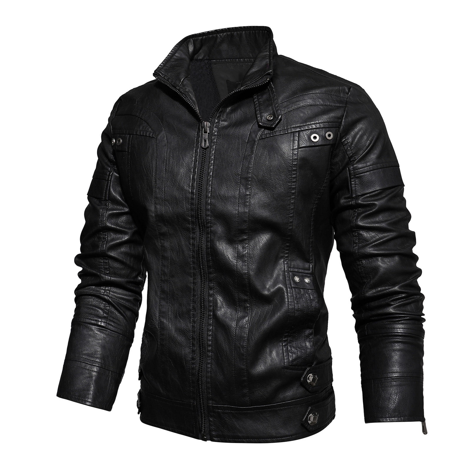 Men's Faux Leather Jacket Biker Jacket Motorcycle Jacket Outdoor Daily Wear Winter Fall Regular Coat