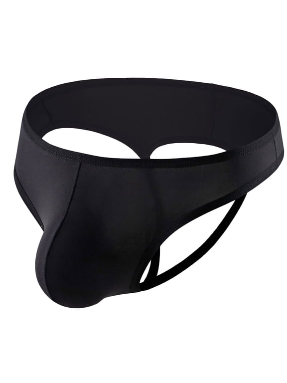 Men's G-String Thongs Underwear Stretch Casual Solid Hollow Out Design Breathable Low Waist Underpants Briefs Black M