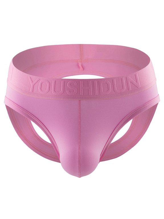 Men's G-String Thongs Underwear Stretch Casual Solid Hollow Out Design Breathable Low Waist Underpants Briefs Large Underwear Pink 3XL