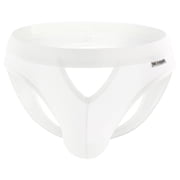 Lovskoo Men's G-String Thongs Underwear Stretch Casual Solid Hollow Out Design Breathable Low Waist Underpants Briefs White XL