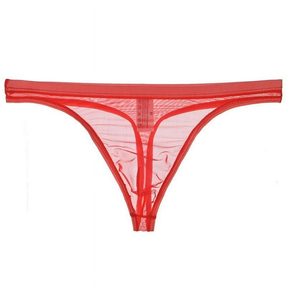 Lovskoo 2024 Men's G-String Thongs Underwear Stretch Mesh Comfortable Sweat-Absorbing Ultra-Thin Underpants Large Underwear Red M