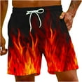 thumbnail image 1 of Lovskoo 2024 Men's Hawaiian Summer Beach Shorts Flame Graphic Print Casual Drawstring Shorts Pant Black, 1 of 9