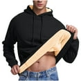 thumbnail image 1 of Lovskoo Men Hoodies Casual Fleece Sherpa Lined Fashion Solid Pullover Tops Long Sleeve Hoodie Sweatshirts Black, 1 of 8
