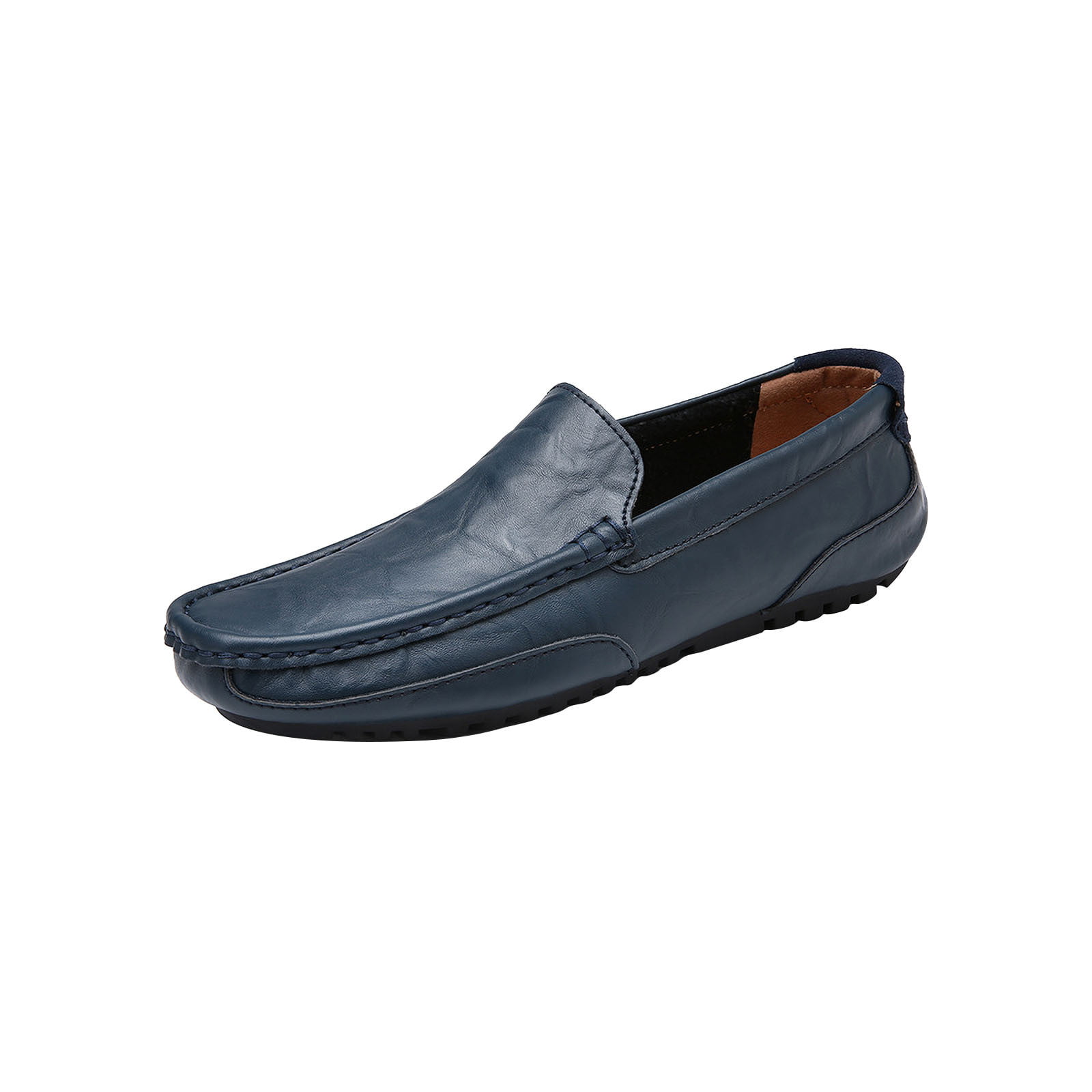 Lovskoo 2024 Men's Leather Loafer Shoes Oversized Slip On Shoes Pea Casual  Driving Lazy Shoes Blue 