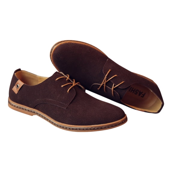 Lovskoo 2024 Men's Leather Shoes Casual Matte Leather British Dressy Single Shoes Brown