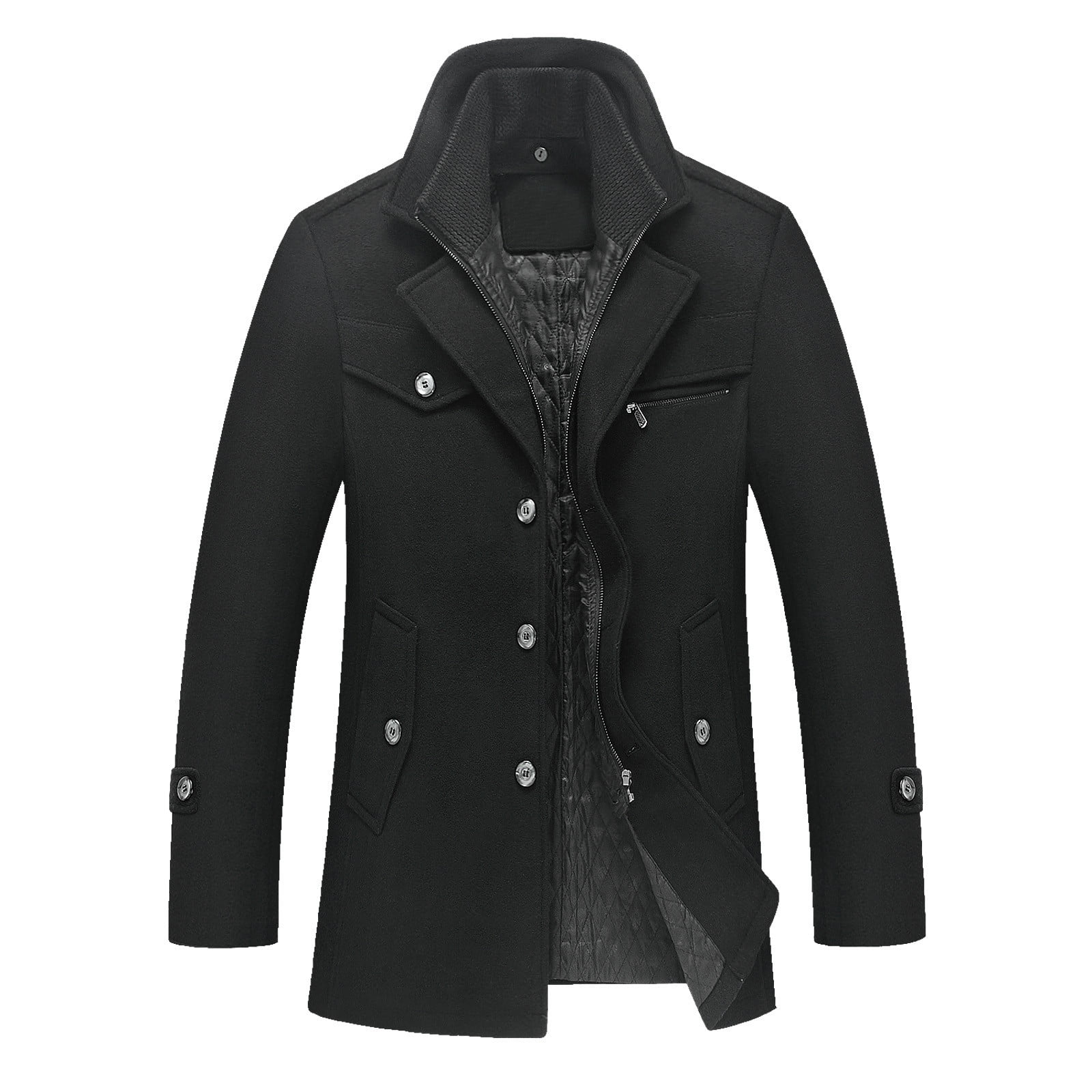 Mens Wool Jacket Wantdo Men's Wool Blend Jacket Stand Collar