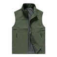 thumbnail image 1 of Lovskoo 2024 Men's Quick-Drying Utility Cargo Vest Stand-Up Collar Zipper Outdoor Fishing Travel Work Photo Vest with Pockets Olive Green, 1 of 4