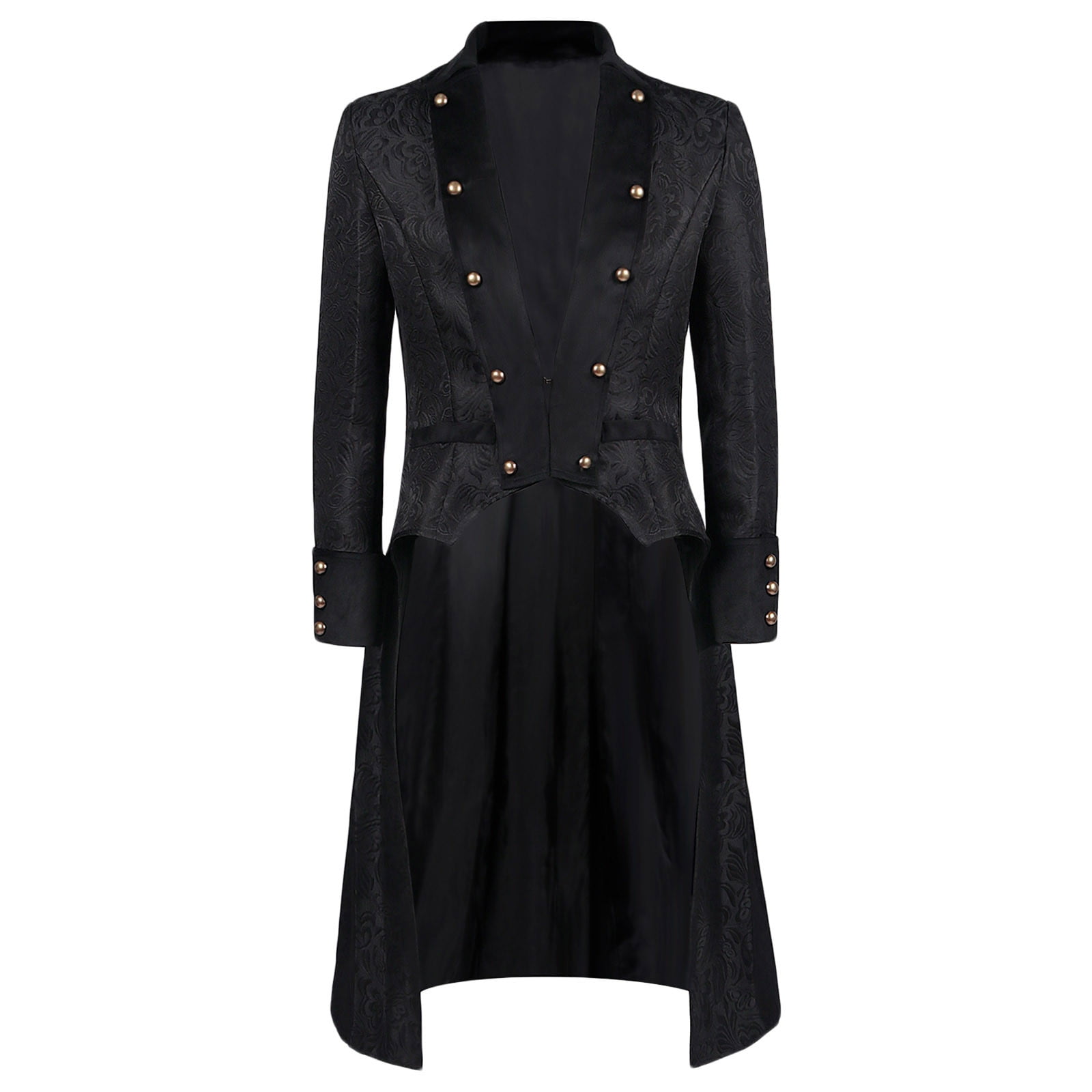 Gothic Vampire Trench Coat with Skull Print - Steampunk Victorian Tailcoat - Dracula Halloween Costume - Victorian Gothic Dress Cosplay
