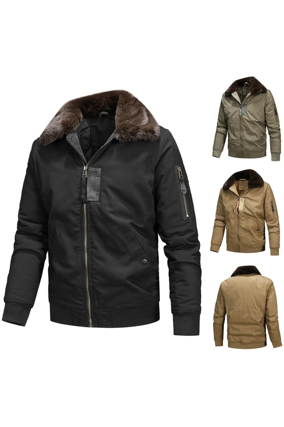 2024 Men's Thicken Warm Winter Coat Fleece Waxed Jackets Casual Patchwork Turn-Down Collar Zipper Cardigan Warm Thicken Cotton Padded Trucker Jacket Olive Green