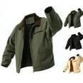 thumbnail image 1 of Lovskoo 2024 Men's Thicken Warm Winter Coat Fleece Waxed Jackets Long Sleeve Casual Jacket Pocket Button Lapel Hoodless Coat Trucker Jacket Khaki, 1 of 6