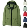 thumbnail image 1 of Lovskoo 2024 Men's and Women's Rain Jacket Hooded Technical Casual Waterproof Windbreaker Winter Warm Outdoor Charge Coat for Couple Hiking Work Outerwear Black, 1 of 4