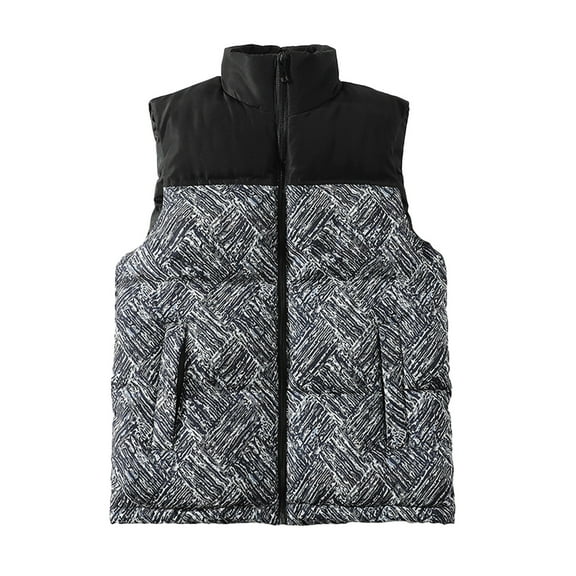 Lovskoo 2024 Men's and Women's Vest Coat Lightweight Puffer Jacket Stand Collar Packable Warm Quilted Sleeveless Outerwear for Work Travel Gray
