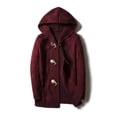 thumbnail image 1 of Lovskoo 2024 Mens Cardigan Sweater Winter Long Sleeve Hooded Pockets Open Front Knit Tops Coat Claret, 1 of 3