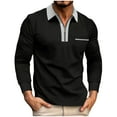 thumbnail image 1 of Lovskoo Men's Zipper Collared Shirts Long Sleeve T Shirts Color Block Fashion Casual Shirts Black, 1 of 3
