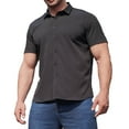 thumbnail image 1 of Lovskoo 2024 Mens Dress Shirts Short Sleeve Collared Button Dowm Shirts for Men Trendy Business Button Up Turndown Collar Pocket Shirt Blouse Black 5XL, 1 of 8