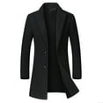 thumbnail image 1 of Lovskoo 2024 Mens Single Breasted Trench Coat Winter Pea Coat Oversized Warm Lapel Work Business Jacket Outerwear Black, 1 of 4