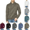 thumbnail image 1 of Lovskoo 2024 Mens Sweaters Casual Fall and Winter Pullover Stand Collar Button Long Sleeve Thin Velvet Sweater Coat Claret, 1 of 5