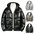 thumbnail image 1 of Lovskoo 2024 Mens Winter Coats Quilted Jacket Hooded Casual Solid Long Sleeve Warm Zipper Closure Outwear Coat Jacket Gold, 1 of 5