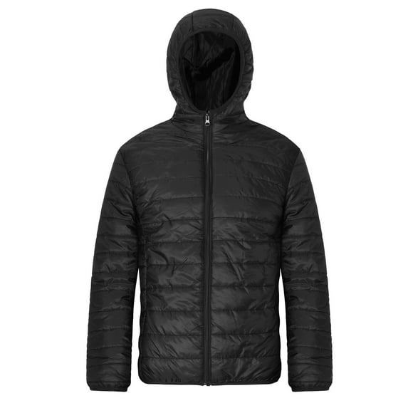 Lovskoo 2024 Mens Winter Coats Quilted Jacket Hooded Lightweight Padded Jacket Thick Warm Waterproof Coat Black