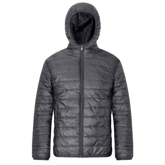 Lovskoo 2024 Mens Winter Coats Quilted Jacket Hooded Lightweight Padded Jacket Thick Warm Waterproof Coat Gray