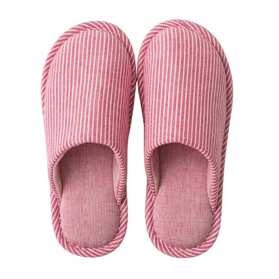 Lovskoo 2024 Mens and Women s House Washable Cotton Memory Foam Slippers Indoor Slip On Linen Shoes Bedroom Slippers Lightweight Non-Slip Rubber Sole for Couples Red