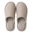 thumbnail image 1 of Lovskoo 2024 Mens and Women s House Washable Cotton Memory Foam Slippers Indoor Slip On Linen Shoes Bedroom Slippers Lightweight Non-Slip Rubber Sole for Couples Coffee, 1 of 6