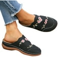 thumbnail image 1 of Lovskoo 2024 Mules for Women Flats Comfortable Slip on Shoes Closed Round Toe Womens Mules Casual Backless Loafers Slides Black, 1 of 5