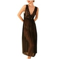 thumbnail image 1 of Lovskoo 2024 Nightgowns for Women Soft Lace Chemise Mesh Long Deep V See-Through Sleeping Dress Long Sleepshirts Valentine's Day Gift Sleepwear Black, 1 of 6