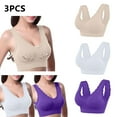 thumbnail image 1 of Lovskoo 3Pc Women's Sports Bra Lace Cami Bra Wireless Tank Top Bra Comfortable Everyday Bras For Women Leisure Purple, 1 of 9