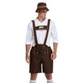 thumbnail image 1 of Lovskoo 2024 Oktoberfest Festival Costume for Men Three Piece Set Fit Long Sleeve Lapel Neck Shirt Overalls Hat Dance Platform Outfits Performance Suit Dress Up Party and Beer Festival Brown, 1 of 8