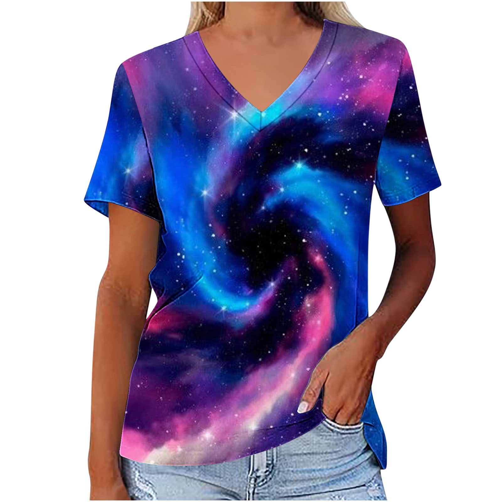 Lovskoo 2024 Outer Space T Shirts for Women Graphic Printed Galaxy ...