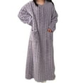 thumbnail image 1 of Lovskoo Nightgowns for Women Fashion Fuzzy Keep Warm Robe Bathrobe Long Sleeve Sleepshirt Nightshirt Full Length Sleepwear with Pockets Purple, 1 of 3