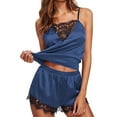 thumbnail image 1 of Lovskoo 2024 Pajamas for Women Two Piece Shorts Set Spaghetti Strap Loungewear Tops Shorts Lace Bowknot Nightdress Camisole Pajamas Underwear Set Sleepwear Navy, 1 of 4