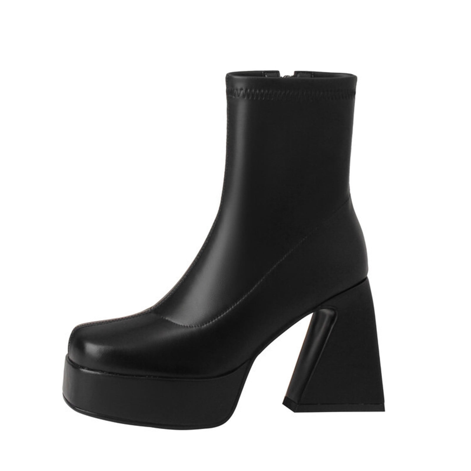 Lovskoo 2024 Platform Boots for Women Leather Chunky Stacked Heel Square Toe Fashion Short Ankle Boots Leather Comfortable Shoes Western High-Heeled Lovskoo 2024 Platform Boots for Women Leather Chunky Stacked Heel Square Toe Fashion Short Ankle Boots Leather Comfortable Shoes Western High-Heeled