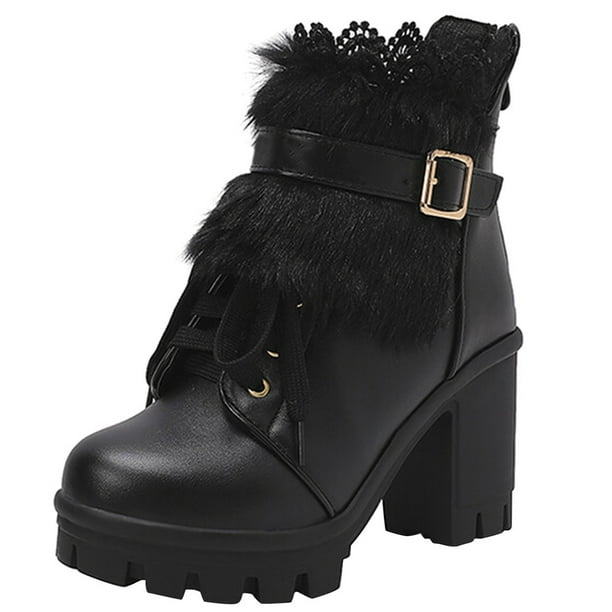 Lovskoo 2024 Platform Boots for Women Leather Wedge Shoes