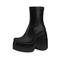 thumbnail image 1 of Lovskoo 2024 Platform Boots for Women Leather Stretch Round Toe Wedding Dress Shoes Fashion Vintage Mid-Heel High Knight Ankle Boots Dark Blue, 1 of 6